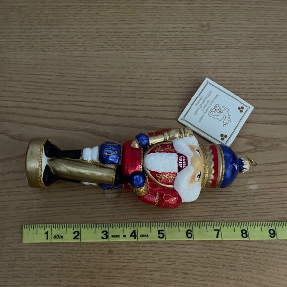 Krebs Glas Lauscha Nutcracker Christmas Ornament Handcrafted Glass 1990s Germany - Picture 11 of 12